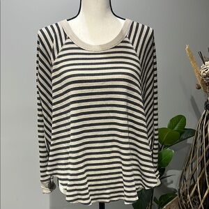 We The Free Black and Taupe Crewneck Sweater